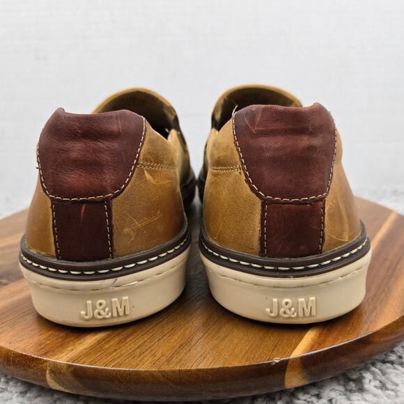 Johnston and Murphy Mens 11.5 McGuffey Brown Burnished Leather Slip On Sneaker - Picture 2 of 13